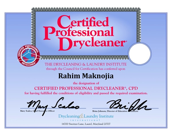 DLI-Certificate-PROFESSIONAL-DRYCLEANERS